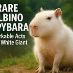 Rare albino capybara standing in a natural habitat
